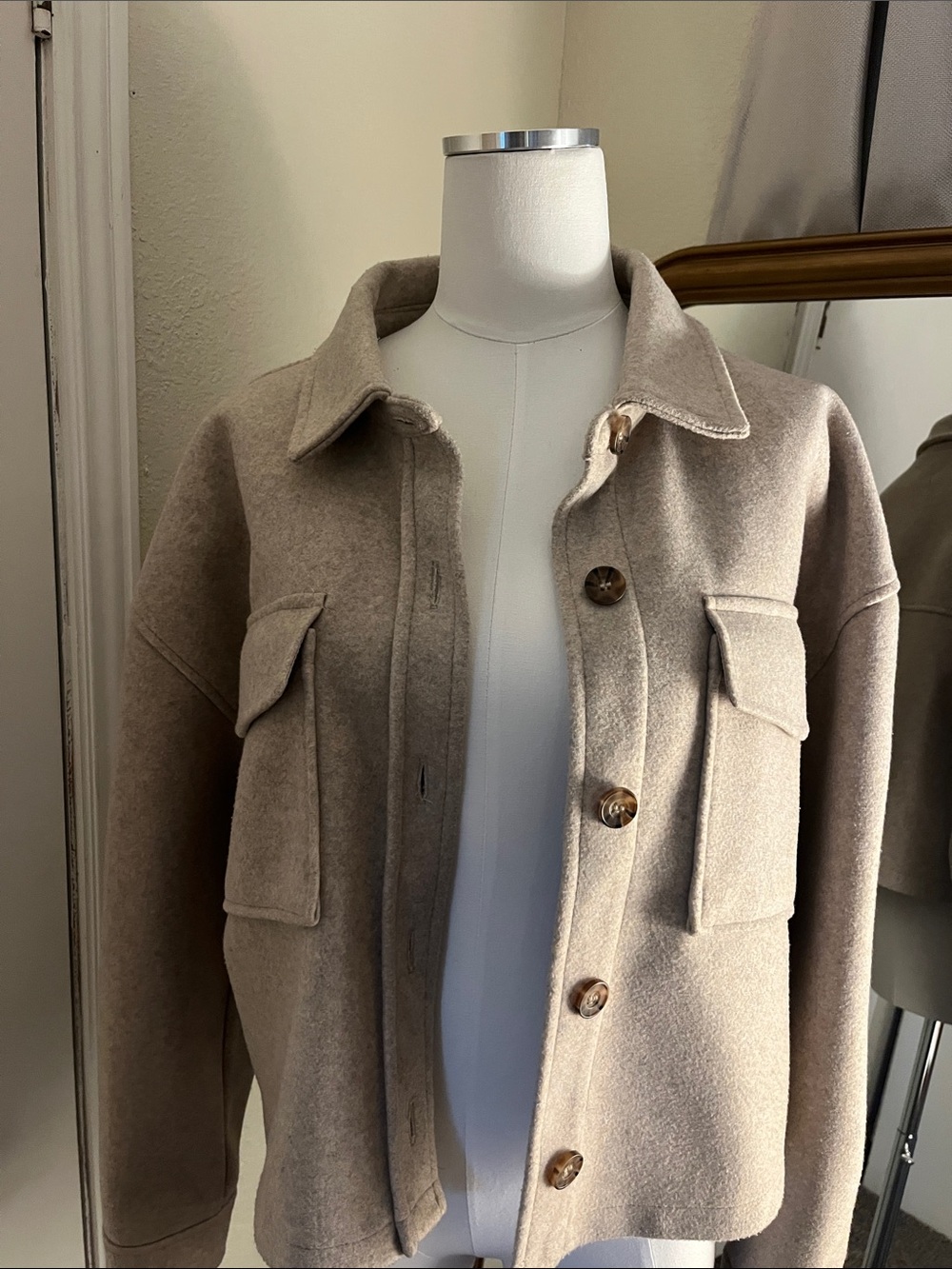 Love Tree Cropped Utility Jacket in Taupe